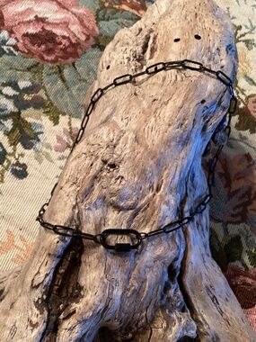 Black Carabiner Paperclip Necklace 16”